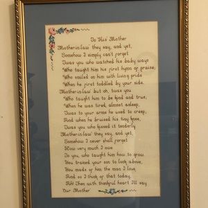 Vintage cross stitch note to mother-in-l